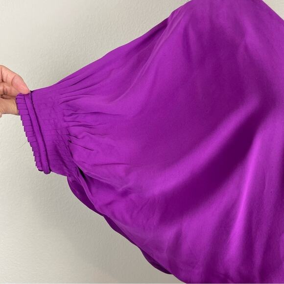 Diane Von Furstenberg Purple Silk Tie Waist Dolman Sleeve Top Blouse 6 - Picture 3 of 10